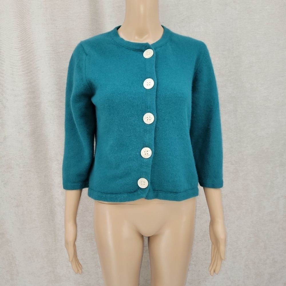 Banana Republic Angora Wool Teal Cardigan - Picture 2 of 10